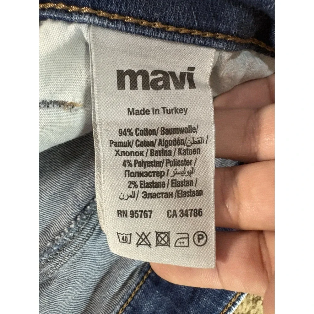 Mavi Jeans Women 33 Emma Slim Boyfriend Distressed Low Rise Acid Wash